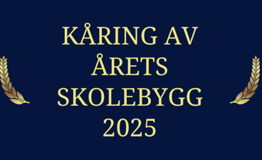 En blå bakgrunn med gul tekst